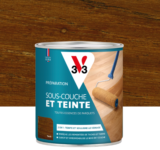 Sous-couche et teinte parquet bois Teck V33 marron 0.75 L