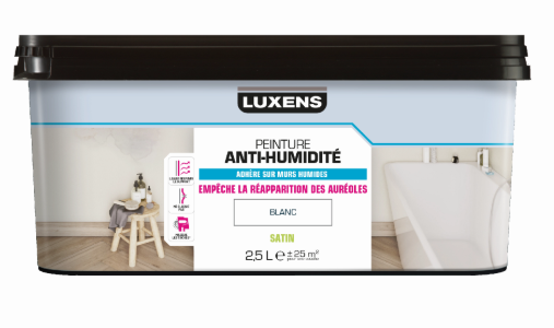 Peinture mur blanc satin LUXENS Anti-humidité 2.5L