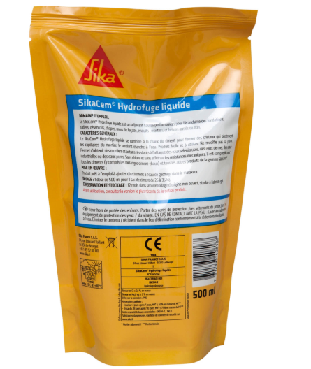 Hydrofuge pour mortier SIKA Sikacim 0.5 l blanc