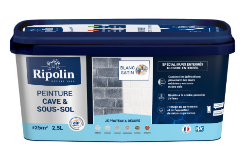 Peinture mur blanc satin RIPOLIN Cave & sous sol 2.5L