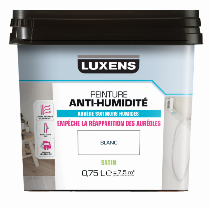 Peinture mur blanc satin LUXENS Anti-humidité 0.75L