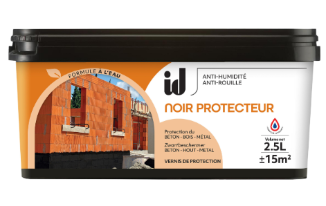 Vernis Noir protecteur exterrieur, Anti humidité, anti rouille, id 2.5 l