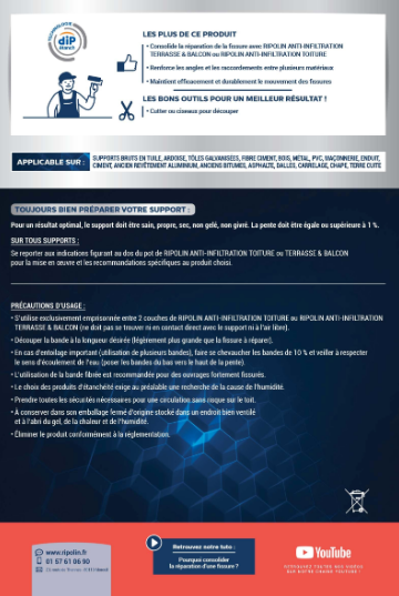 Bande fibrée anti-infiltration 10MX18CM Ripolin Rip Etanch