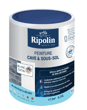 Peinture mur blanc satin RIPOLIN Cave & sous-sol 0.75L