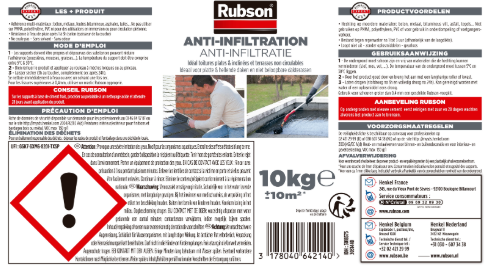 Revêtement d'étanchéité Waterproof toiture noir RUBSON 10 KG