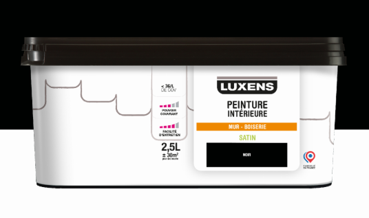 Peinture mur, boiserie noir satin LUXENS Intérieure 2.5L