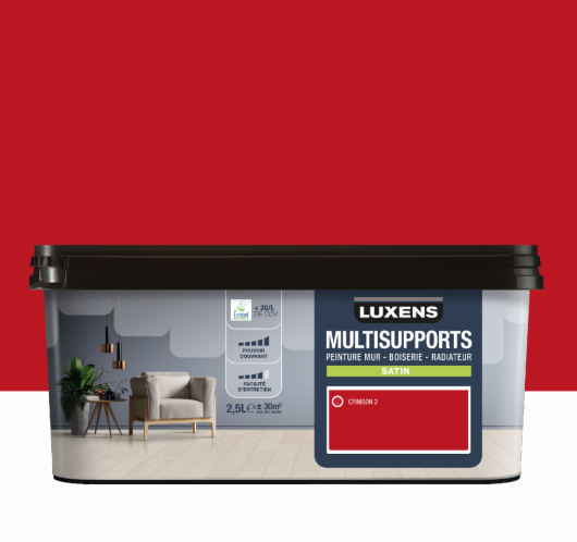 Peinture mur, boiserie, radiateur crimson 2 satin LUXENS , 2.5L