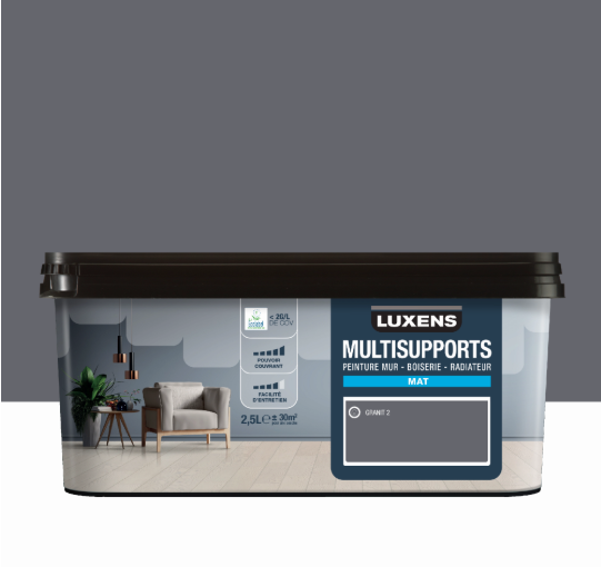 Peinture mur, boiserie, radiateur granit 2 mat LUXENS , 2.5L