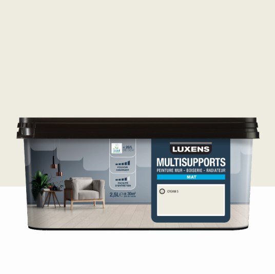 Peinture mur, boiserie, radiateur cream 5 mat LUXENS , 2.5L