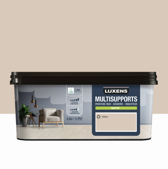 Peinture mur, boiserie, radiateur terra 6 satin LUXENS , 2.5L