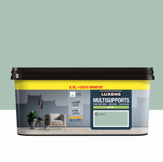 Peinture mur, boiserie, radiateur cactus 6 satin LUXENS , 2.5L+20% gratuit