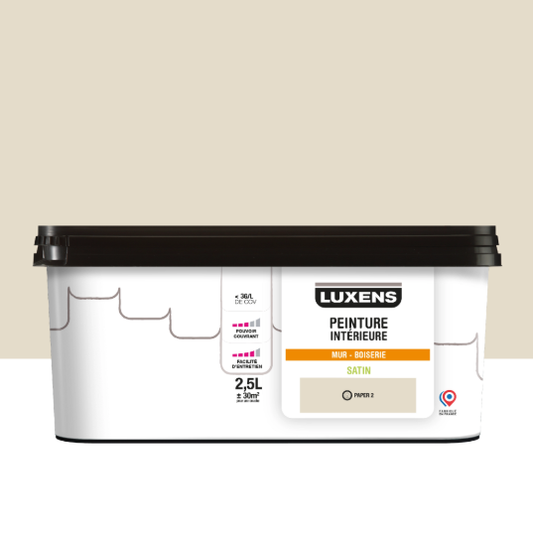 Peinture mur, boiserie paper 2 satin LUXENS Intérieure 2.5L