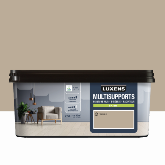 Peinture mur, boiserie, radiateur trench 5 satin LUXENS , 2.5L