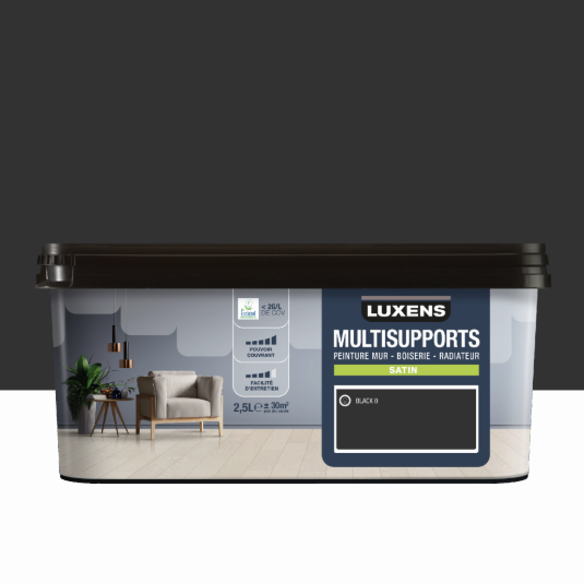 Peinture mur, boiserie, radiateur noir satin LUXENS , 2.5L