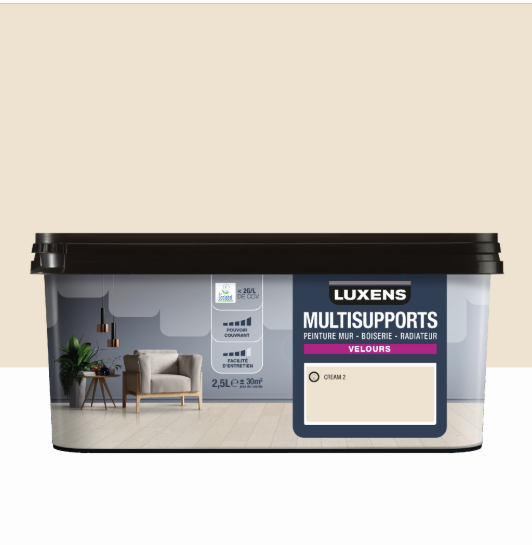 Peinture mur, boiserie, radiateur cream 2 velours LUXENS , 2.5L