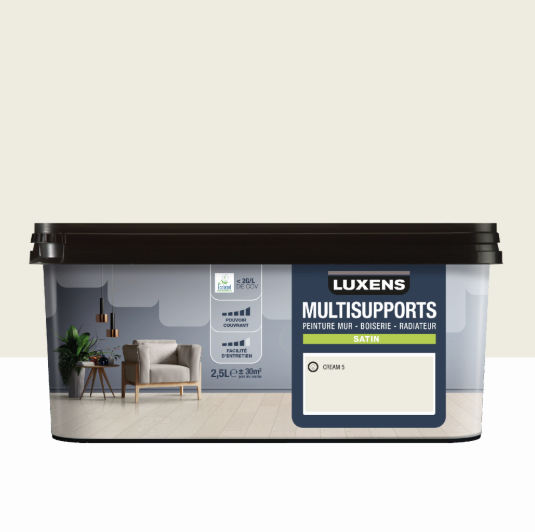 Peinture mur, boiserie, radiateur cream 5 satin LUXENS , 2.5L