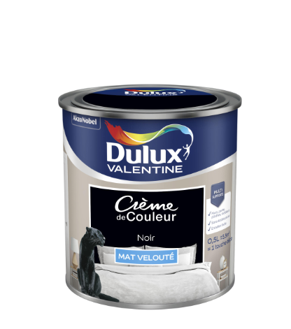 Peinture mur, boiserie noir mat DULUX VALENTINE Crème de couleur 0.5L