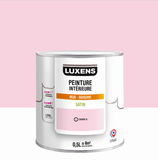 Peinture mur, boiserie candy 6 satin LUXENS Intérieure 0.5L