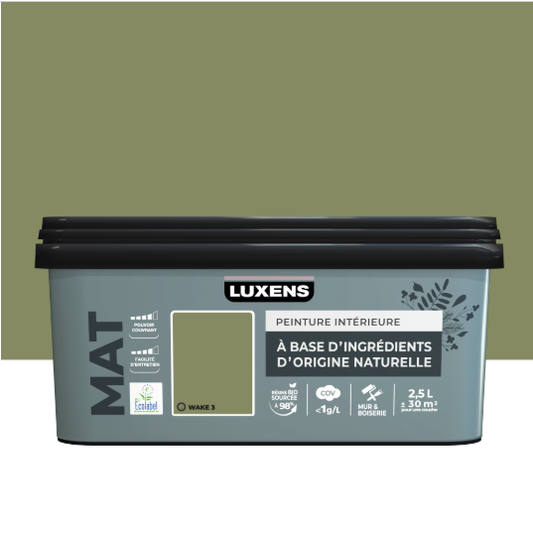 Peinture mur, boiserie wake 3 mat LUXENS Biosourcée 2.5L