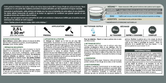 Peinture mur, boiserie wake 3 mat LUXENS Biosourcée 2.5L