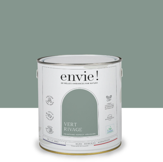 Peinture mur, boiserie, radiateur vert rivage velours ENVIE Biosourcée 2L
