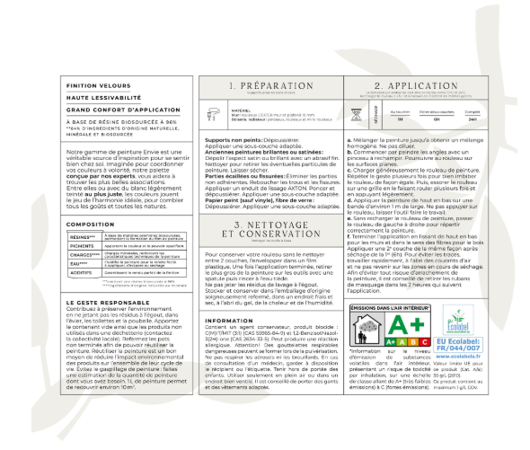 Peinture mur, boiserie, radiateur vert rivage velours ENVIE Biosourcée 2L