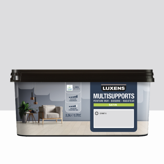 Peinture mur, boiserie, radiateur granit 6 satin LUXENS , 2.5L