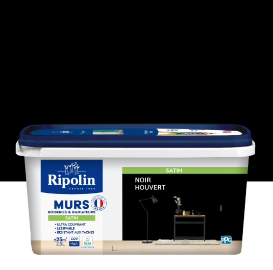 Peinture mur, boiserie, radiateur noir houvert satiné RIPOLIN Intérieur 2.5l