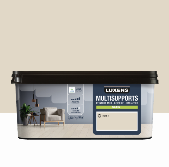 Peinture mur, boiserie, radiateur paper 2 satin LUXENS , 2.5L