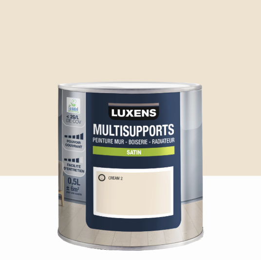 Peinture mur, boiserie, radiateur cream 2 satin LUXENS , 0.5L