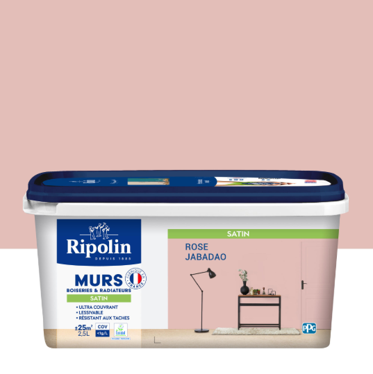 Peinture mur, boiserie, radiateur rose jabadao satiné RIPOLIN Intérieur 2.5l