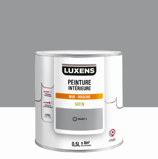 Peinture mur, boiserie granit 3 satin LUXENS Intérieure 0.5L
