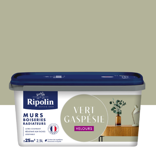 Peinture mur vert gaspesie velours RIPOLIN Intérieur 2.5L