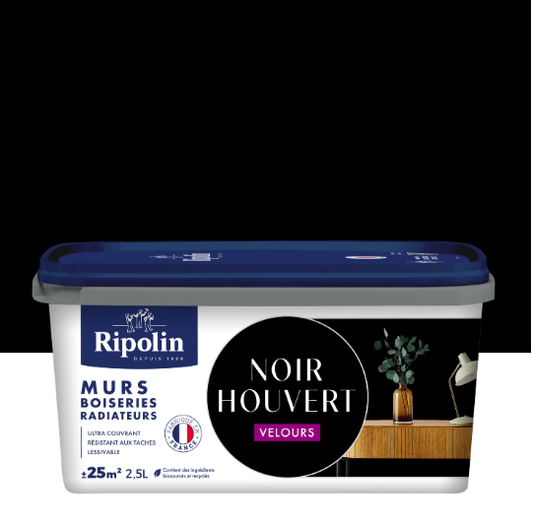 Peinture mur noir houvert velours RIPOLIN Intérieur 2.5L