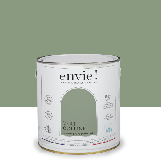 Peinture mur, boiserie, radiateur vert colline velours ENVIE Biosourcée 2L
