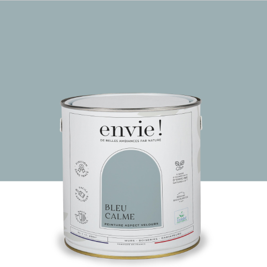 Peinture mur, boiserie, radiateur bleu calme velours ENVIE Biosourcée 2L