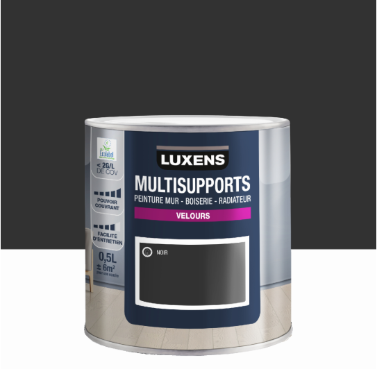 Peinture mur, boiserie, radiateur noir velours LUXENS 0.5L