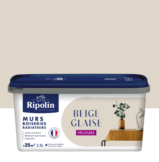 Peinture mur beige glaise velours RIPOLIN Intérieur 2.5L