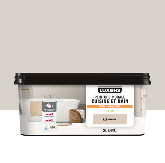 Peinture mur, boiserie trench 6 satin LUXENS Cuisine et bain 2L