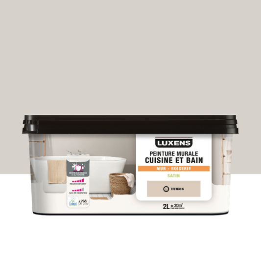 Peinture mur, boiserie trench 6 satin LUXENS Cuisine et bain 2L