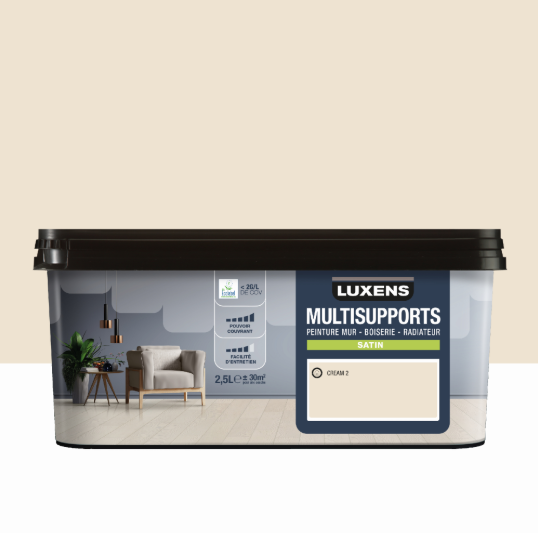 Peinture mur, boiserie, radiateur cream 2 satin LUXENS , 2.5L