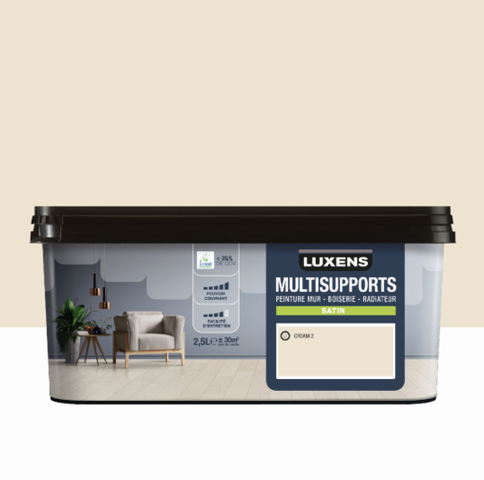 Peinture mur, boiserie, radiateur cream 2 satin LUXENS , 2.5L