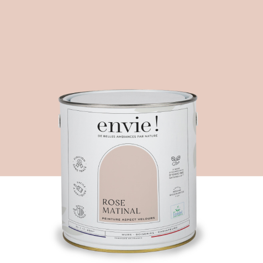 Peinture mur, boiserie, radiateur rose matinal velours ENVIE Biosourcée 2L