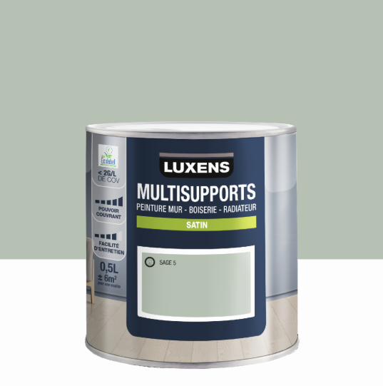 Peinture mur, boiserie, radiateur sage 5 satin LUXENS , 0.5L