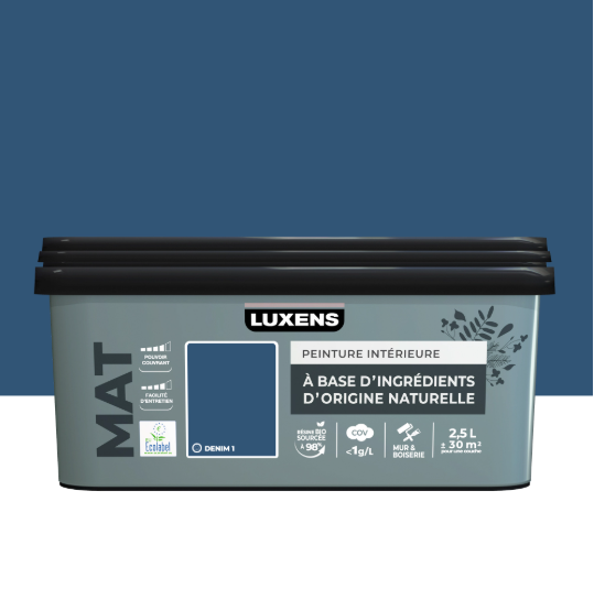 Peinture mur, boiserie denim 1 mat LUXENS Biosourcée 2.5L