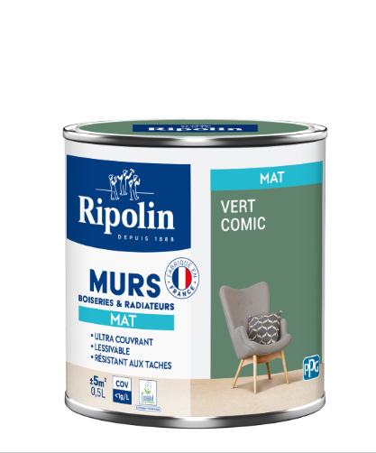Peinture mur vert comic mat RIPOLIN Intérieur 0.5L