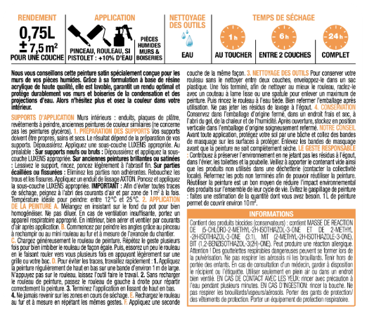 Peinture mur, boiserie sage 5 satin LUXENS Cuisine et bain 0.75L