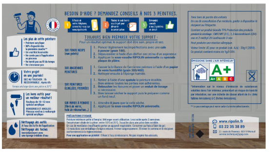 Peinture mur bleu pop mat RIPOLIN Intérieur 0.5L