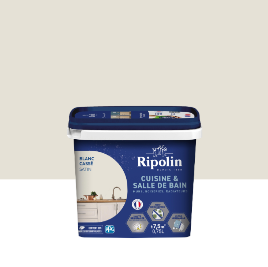Peinture Blanc cassé satiné RIPOLIN Cuisine et bain 0.75L
