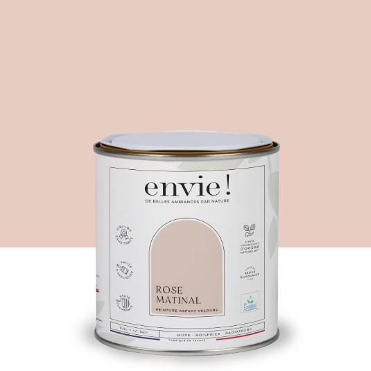 Peinture mur, boiserie, radiateur rose matinal velours ENVIE Biosourcée 0.5L